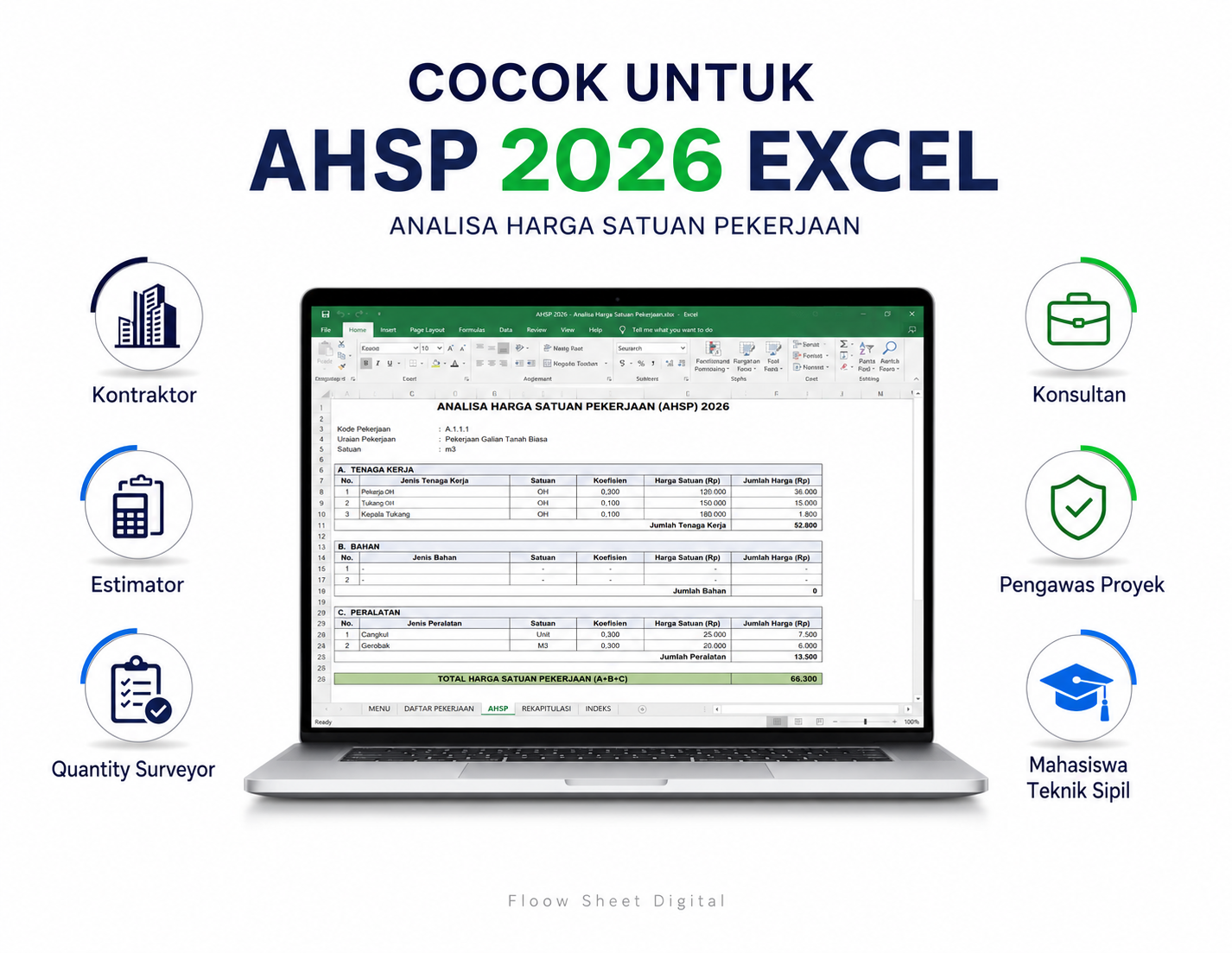 AHSP 2026 Excel Otomatis Sesuai SE 47/SE/DK/2026 | Analisa Harga Satuan Pekerjaan Siap Pakai untuk RAB